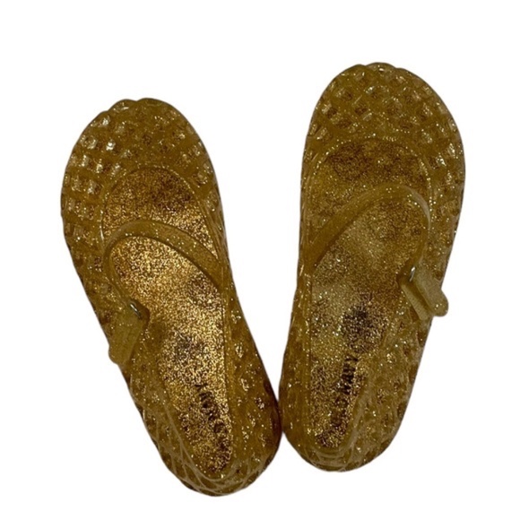Old Navy Girls Gold Sparkle Jelly Sandals Mary Jane Shoes Summer Shoes Size 11 - Picture 3 of 4